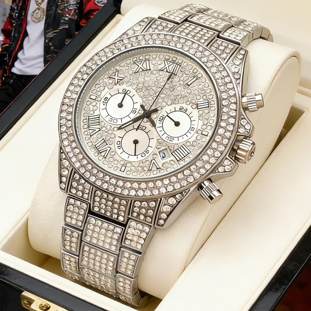 NO Logo Silver Gold Full Diamo - огляд і ціна Luxury Watch And Jewelry Brand