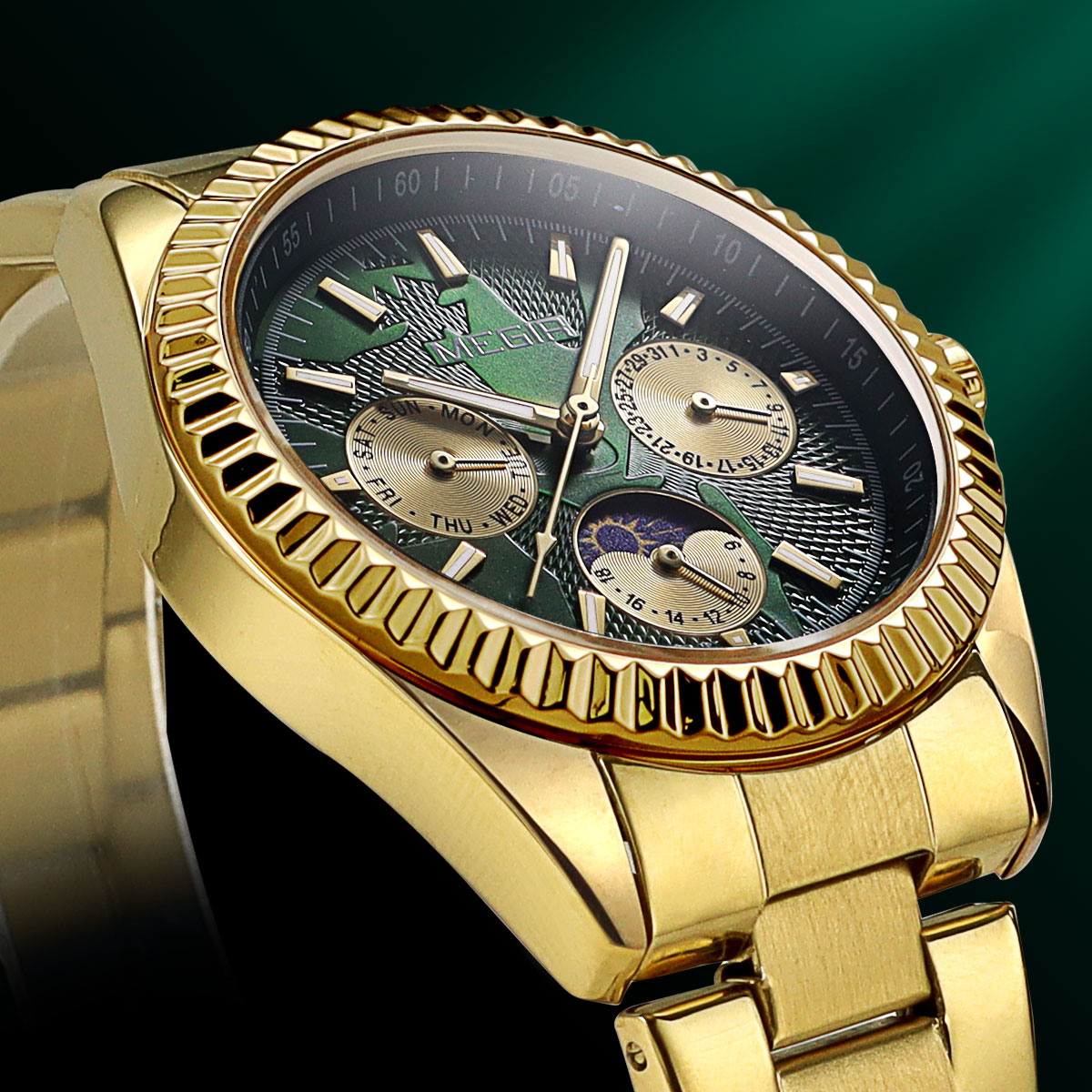 MEGIR Men's Quartz Watch with  - огляд і ціна Luxury Watch Green Dial