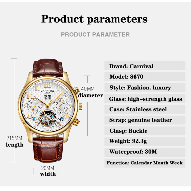 Carnival Brand Luxury Tourbill - огляд і ціна Luxury Watch On Sale