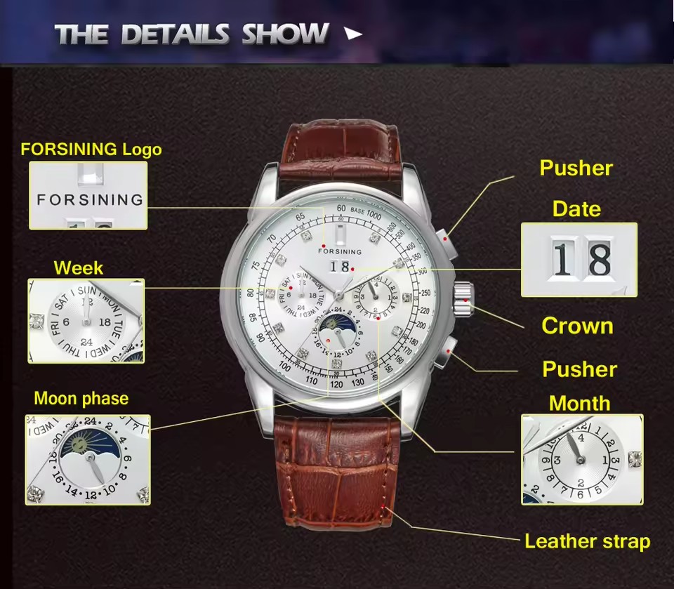 FORSINING Replica Multifunctio - огляд і ціна Luxury Watch On Sale