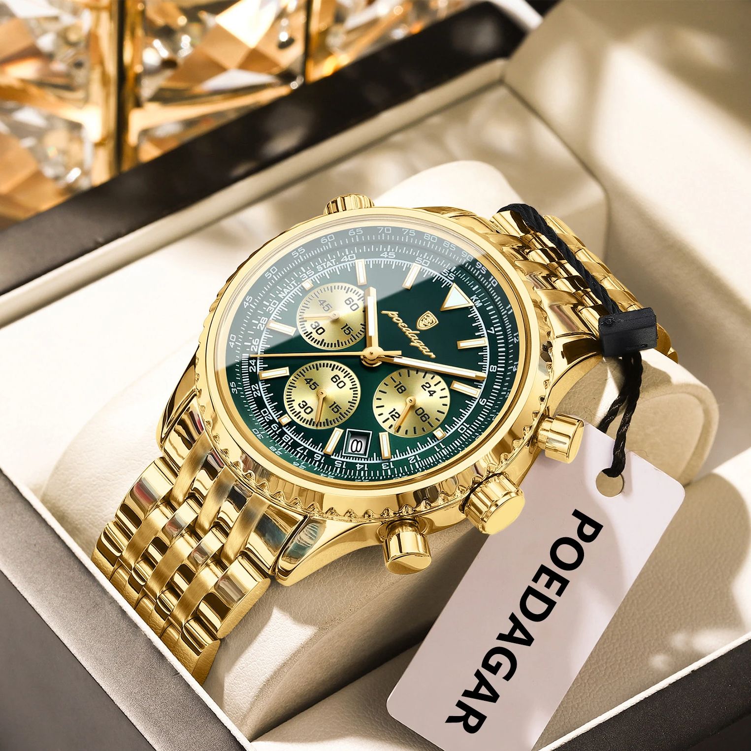 POEDAGAR Top Luxury Male Wrist - огляд і ціна Luxury Watch Green Dial