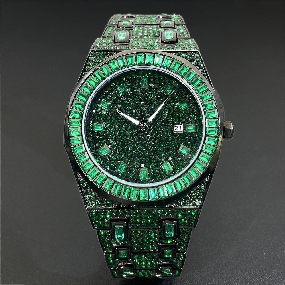 2024 Hip Hop Green Diamond Wat - огляд і ціна Luxury Watch Green Dial