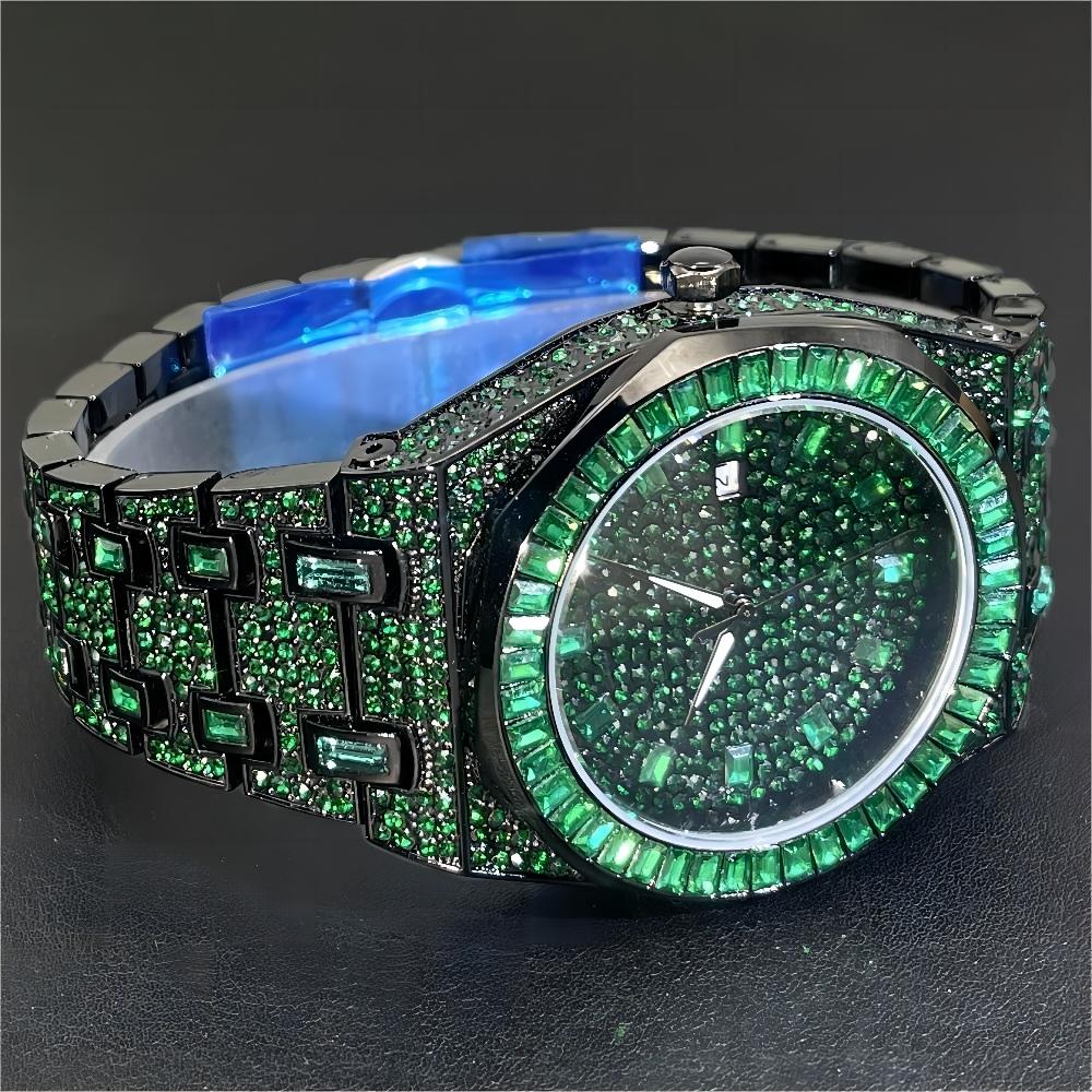 2024 Hip Hop Green Diamond Wat - огляд і ціна Luxury Watch Green Dial